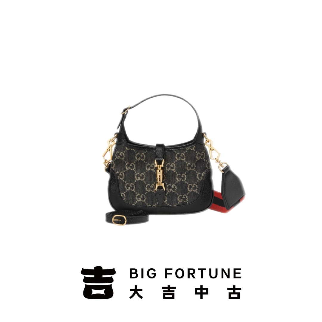 95新 GUCCI/古驰 大吉中古3/Gucci古驰丹宁Jackie mini斜挎包