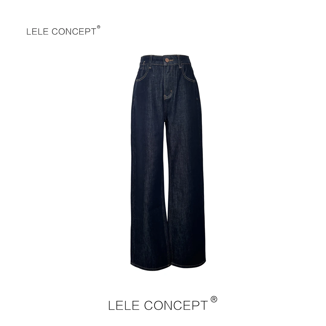LELE CONCEPT丨【如一】都市复古休闲风压线阔腿牛仔裤FN25S0048W