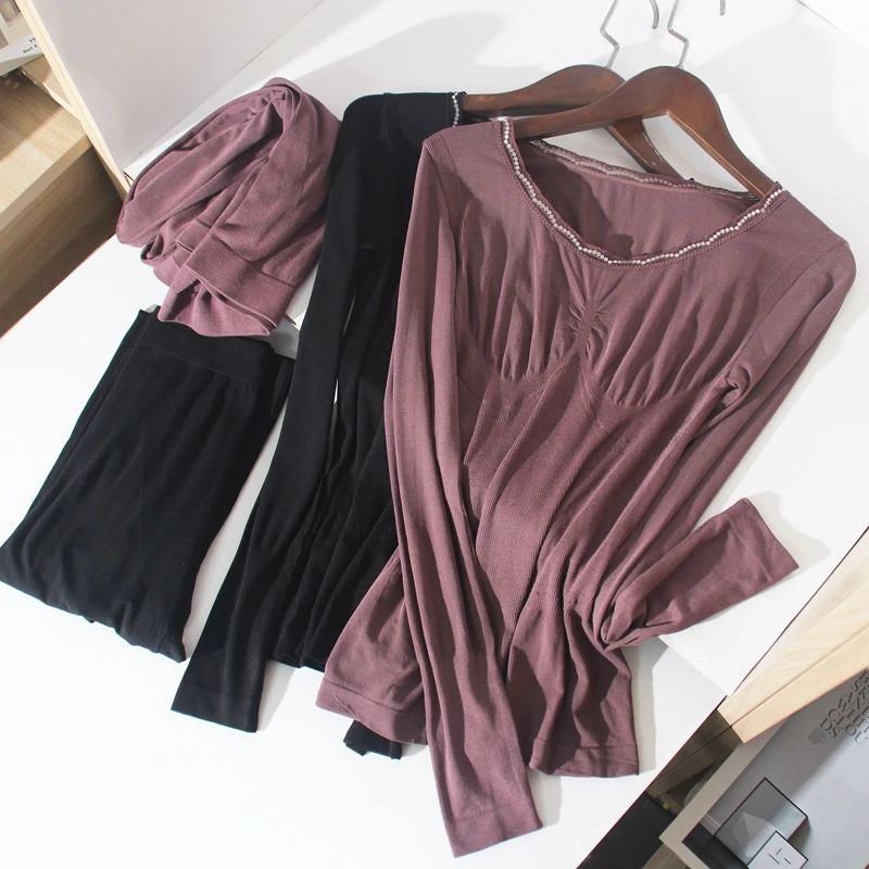 iCBATSUGI缺颜色清仓女士莫代尔无缝保暖内衣套装美体秋衣秋裤