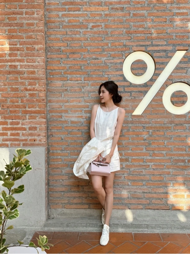 uki定制 All white 贵气老钱风立体小花 亚麻上衣