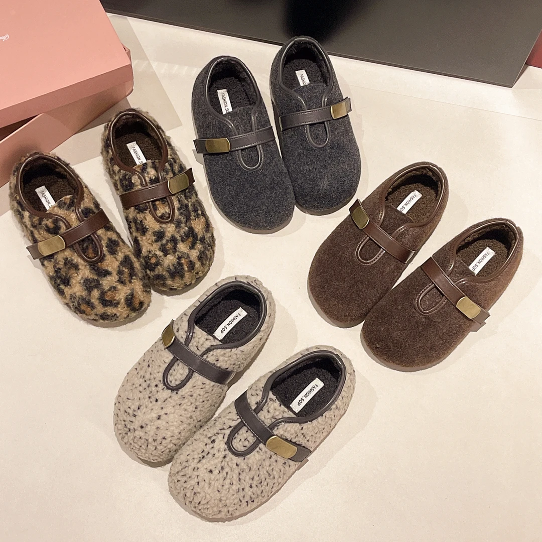 3公分复古毛呢冬季勃肯鞋内增高韩版时尚防滑软底保暖潮流毛毛鞋