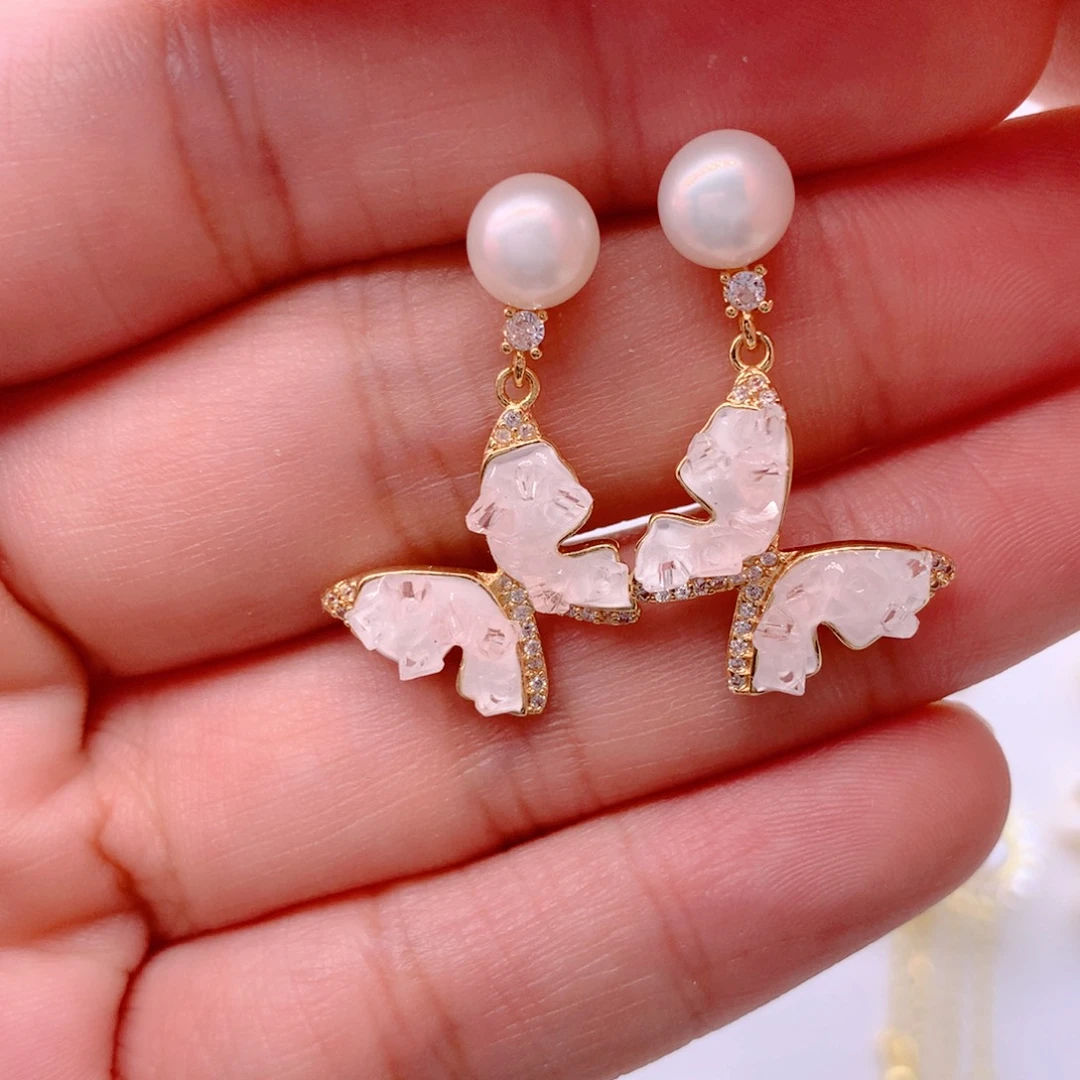 合金淡水珍珠耳饰