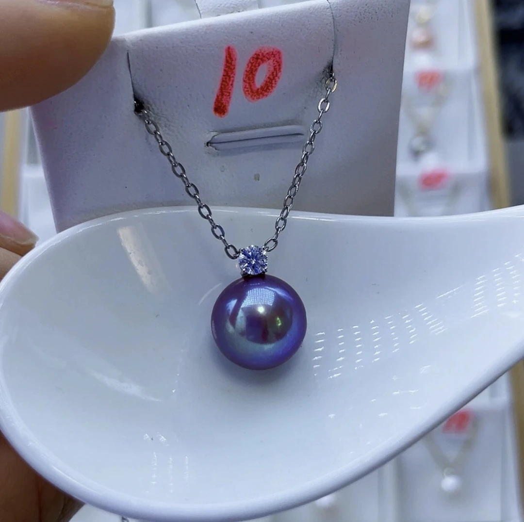 天然淡水珍珠吊坠妖紫18K金  12➕无暇时尚气质