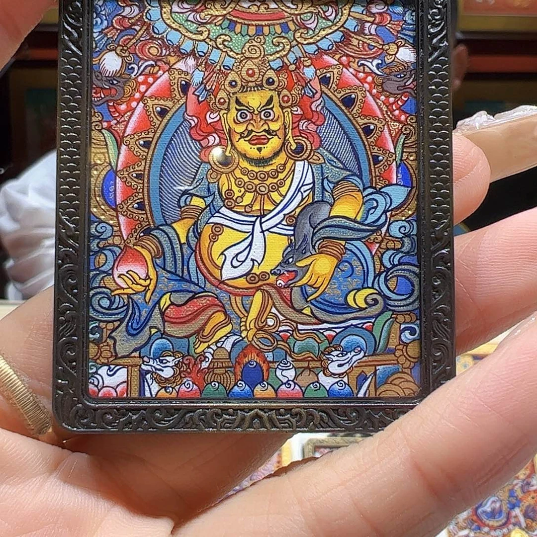 吊坠热贡手绘唐卡黄财神