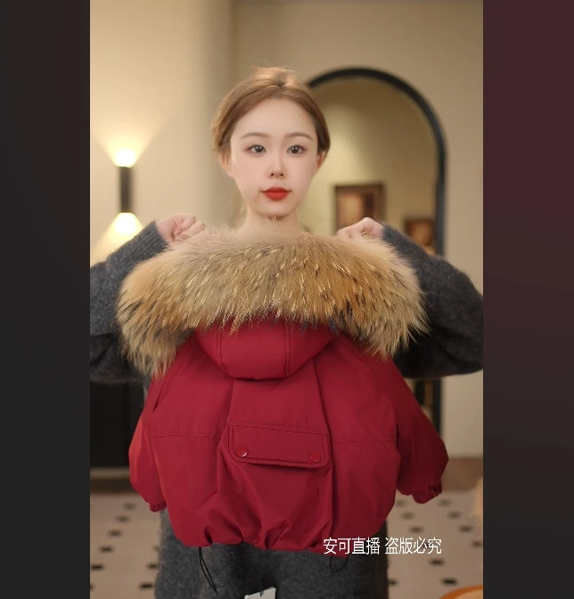 2024冬季新款儿童时尚百搭宽松保暖冬款棉服外套貉子毛58708