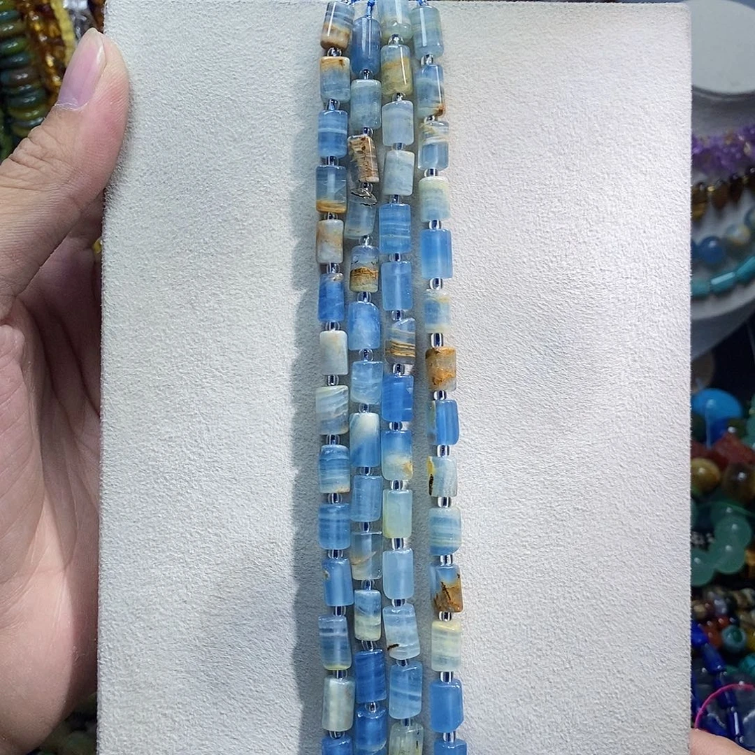 石英质玉未镶嵌，蓝方解柱子7mm半条，