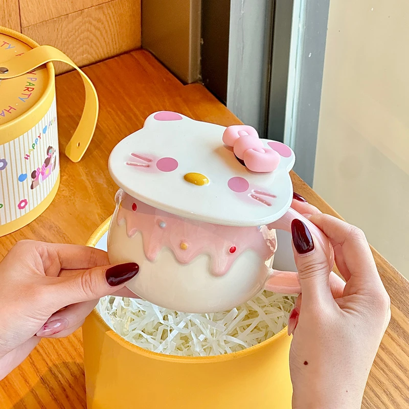 生日礼物可爱卡通凯蒂猫陶瓷马克杯带盖送闺蜜女朋友伴手礼礼盒装