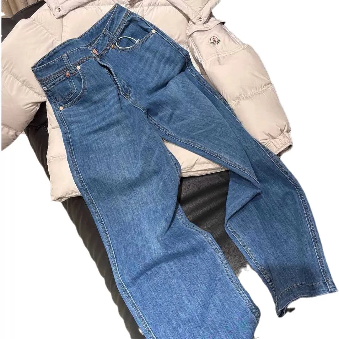 新款早春纯棉显瘦直筒裤宽松阔腿牛仔裤