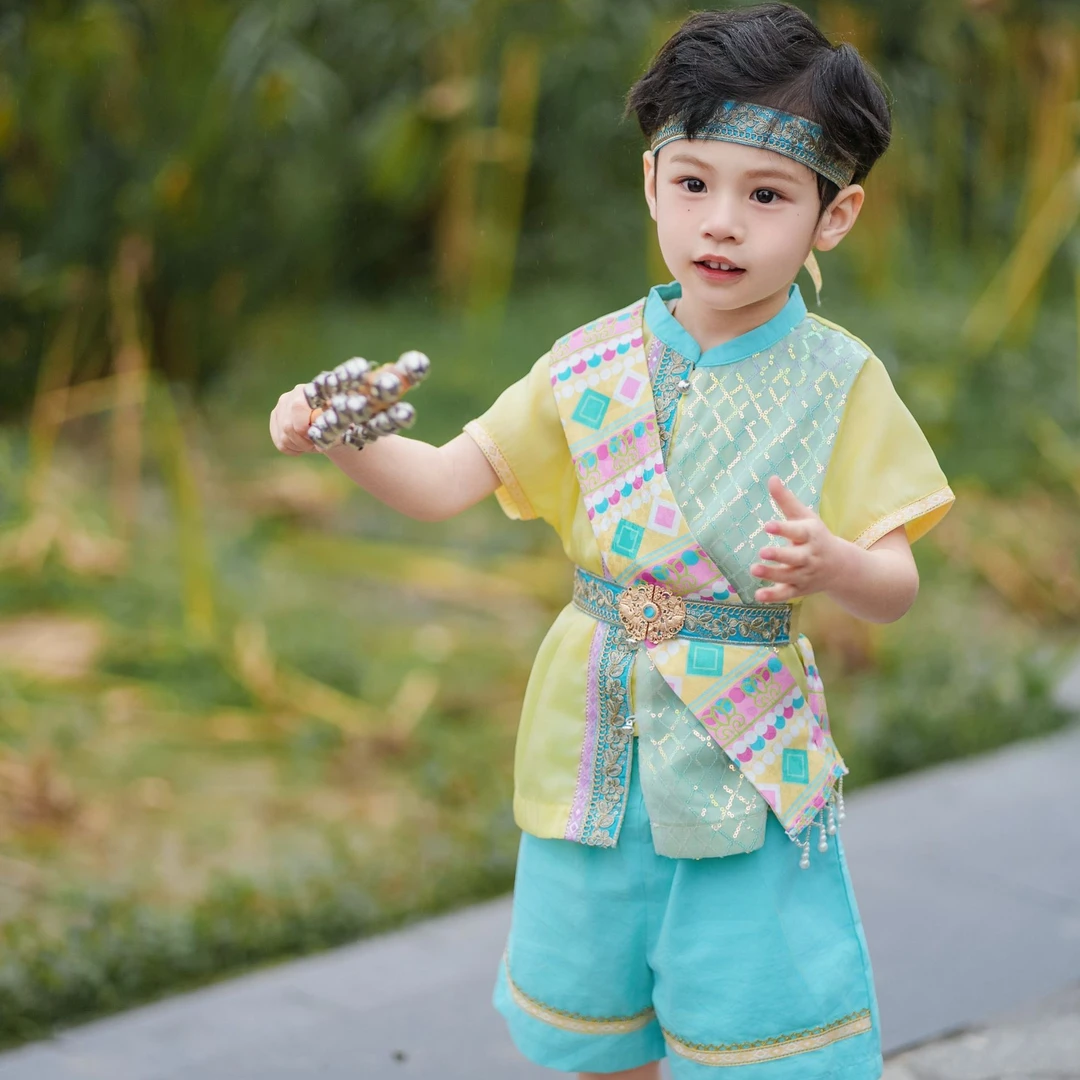 望梦鲸原创傣族童装男童民族风2025新品夏男童套装