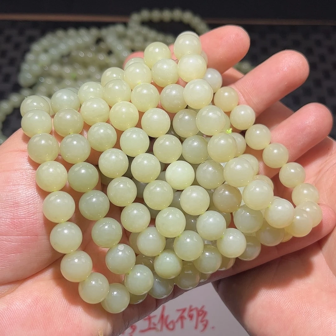 和田玉和田玉且末料卡10手串纯天然未镶嵌