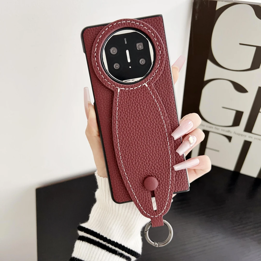 适用华为mateX5手机壳新款典藏版真皮手感腕带支架matex6折叠屏防