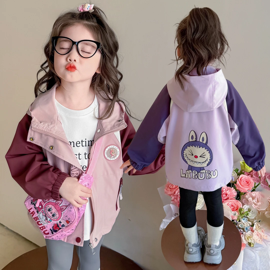 女童拉布布外套洋气儿童卡通冲锋衣小女孩宝宝秋装2025新款衣服潮