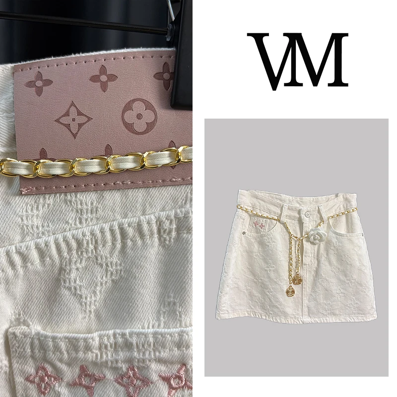 带链条包臀裙女夏季新款时尚洋气设计高级感百搭直筒短裙子dq7817