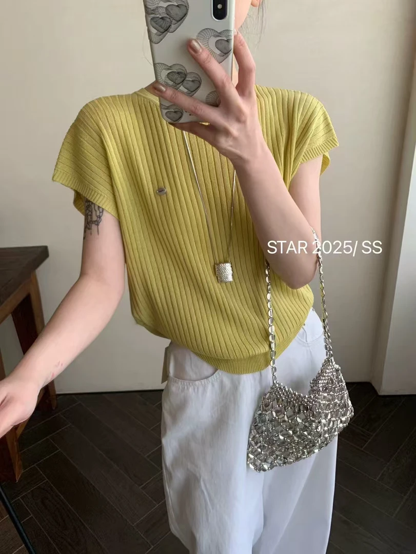 常规款短袖圆领女飞飞袖夏季简约设计感25200
