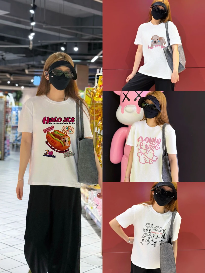 【151-197】夏季ins印花潮流短袖男女百搭圆领t恤欧美小众设计感