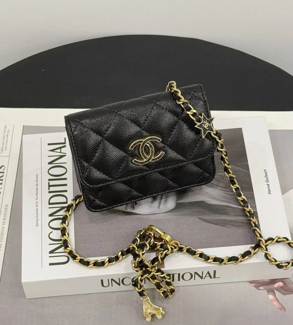 全新未使用 Chanel/香奈儿 【可拆卸肩带】24c 仿水晶腰包 大全套