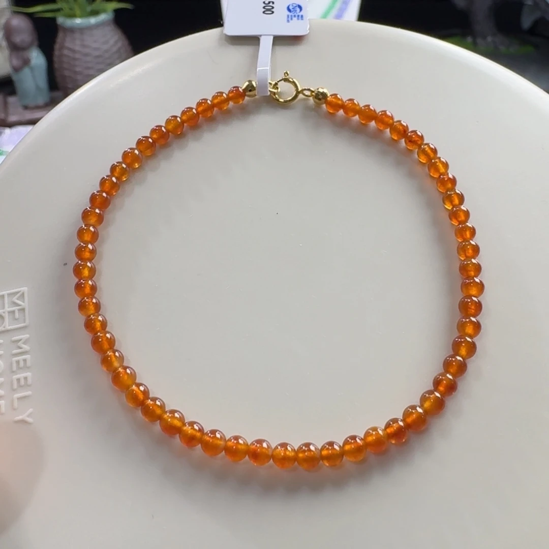 未镶嵌手链翡翠高冰红翡小米珠3.2mm
