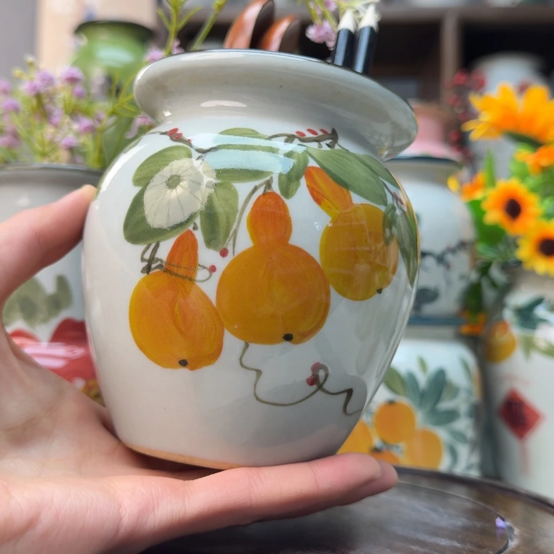 摆件景德镇陶瓷手绘花瓶摆件无孔