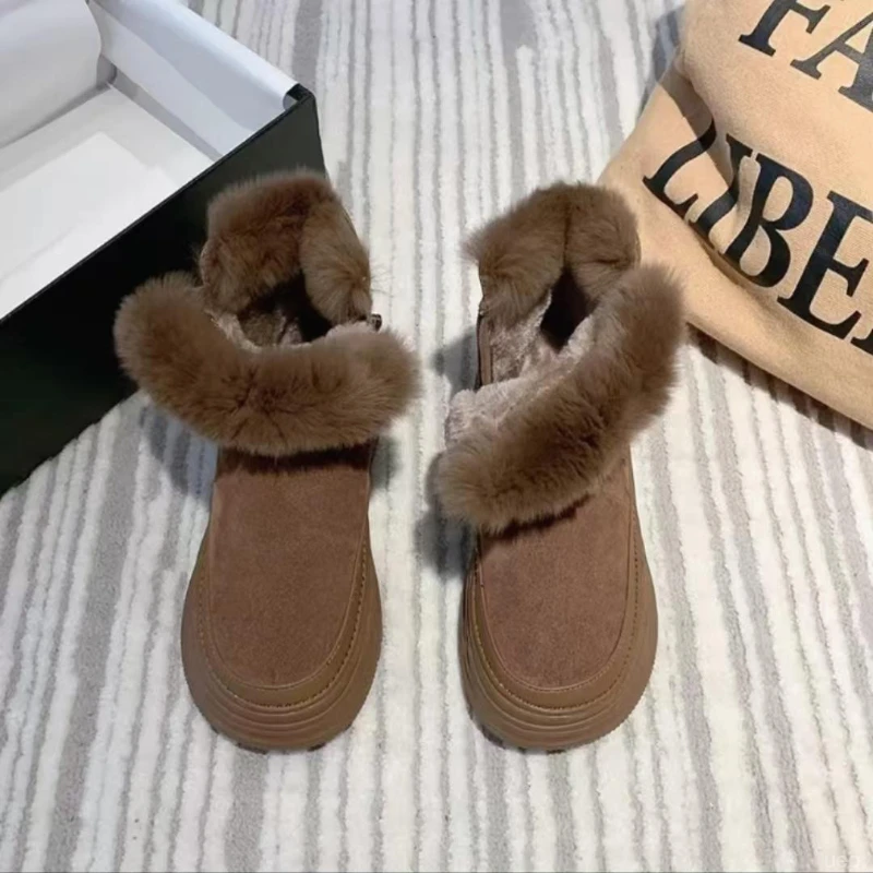 加绒高帮雪地靴女2024冬季新款学生ins韩版保暖休闲鞋增高棉鞋