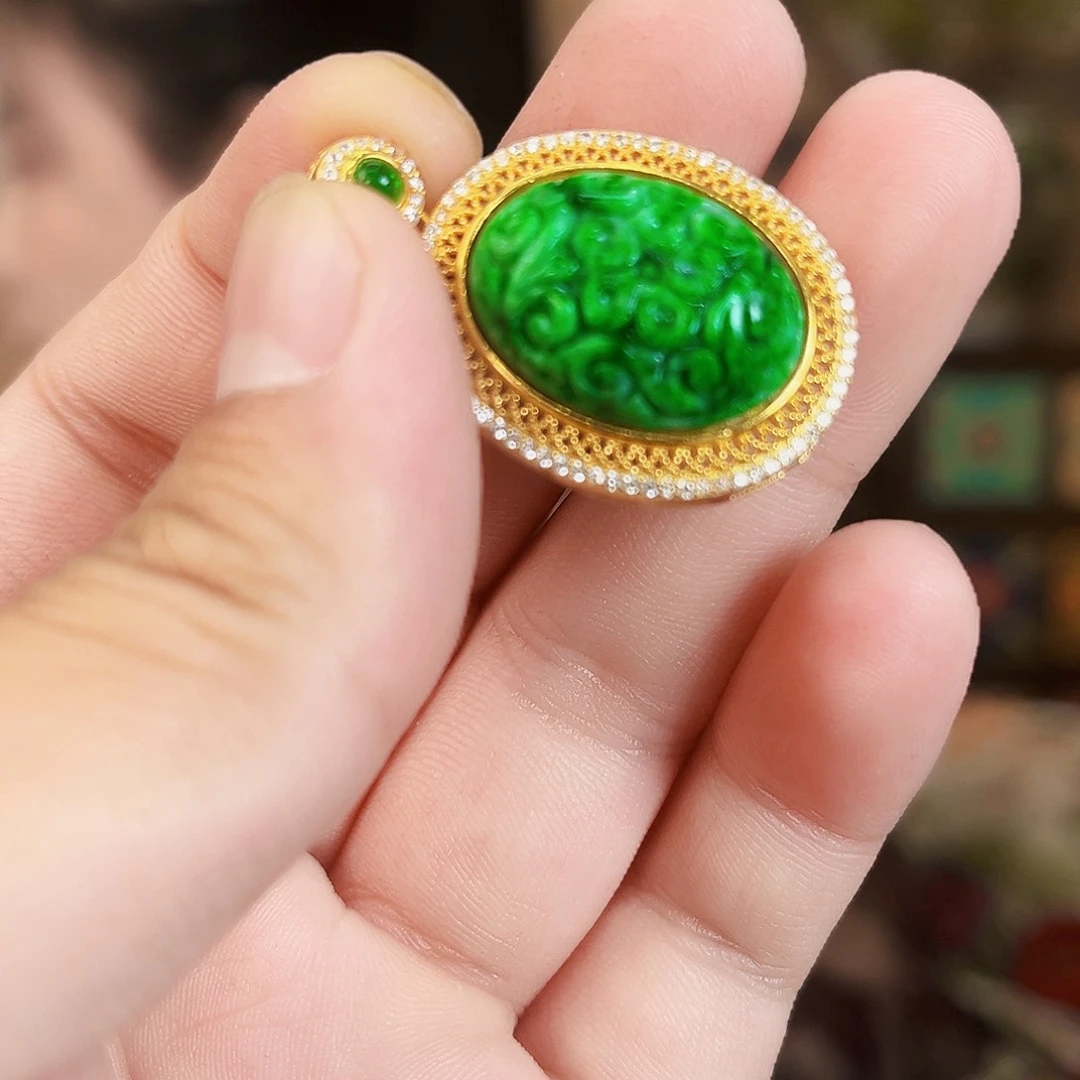 翡翠银S925镶嵌颈饰吊坠