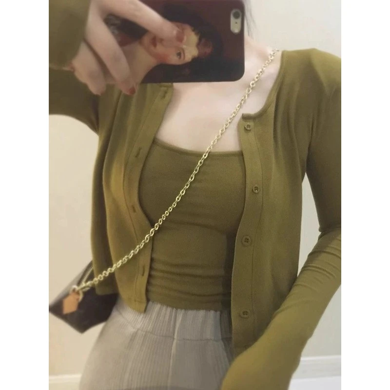 冰丝开衫吊带两件套夏季2025新款薄款披肩外搭短款洋气减龄外套女