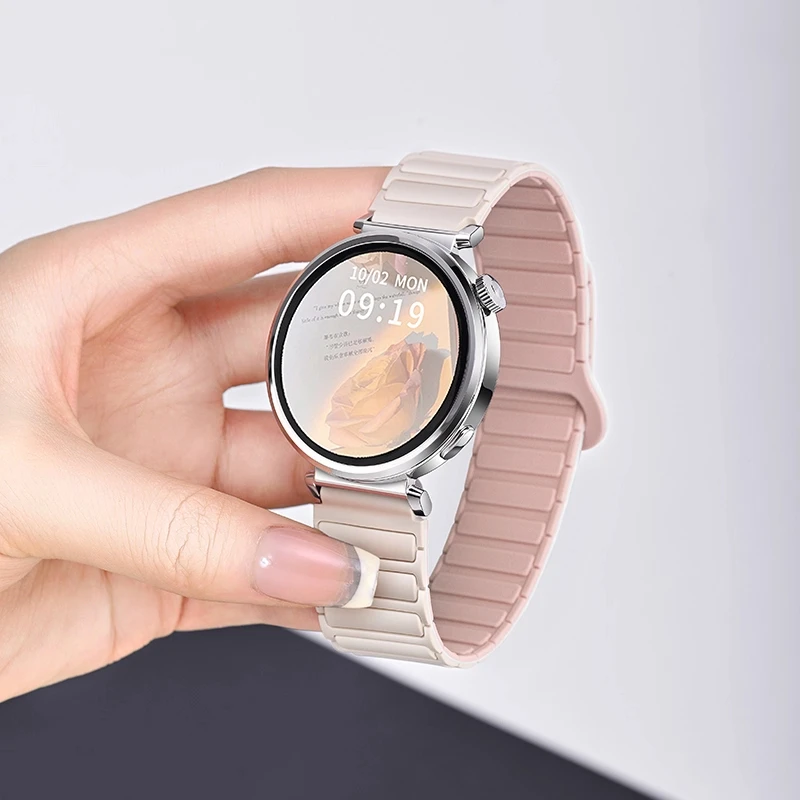张婧仪同款适用华为手表Gt5表带硅胶磁吸拼色GT3GT4Watchpro表带
