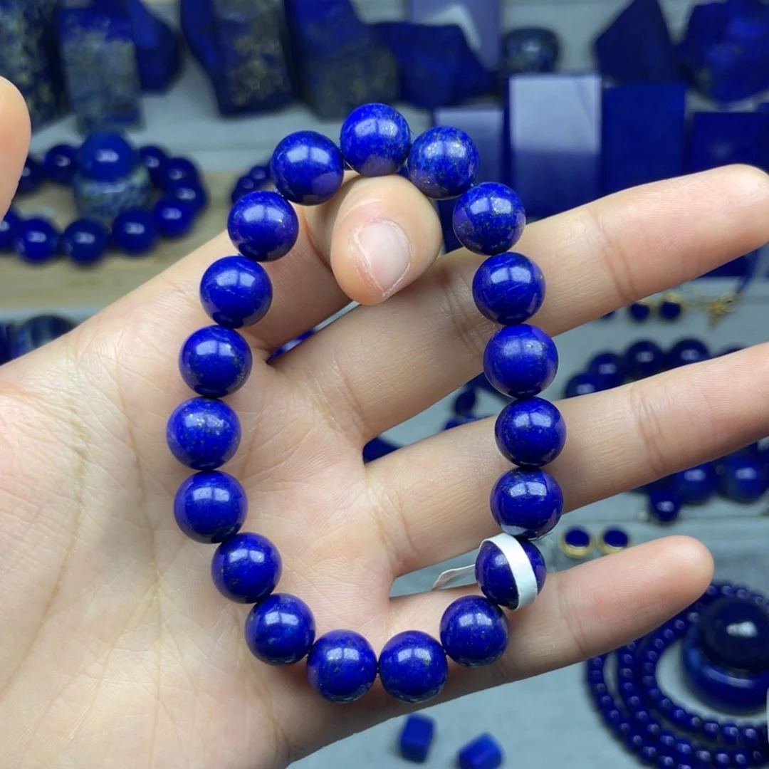风***由青金石未镶嵌手串10mm带裂纹