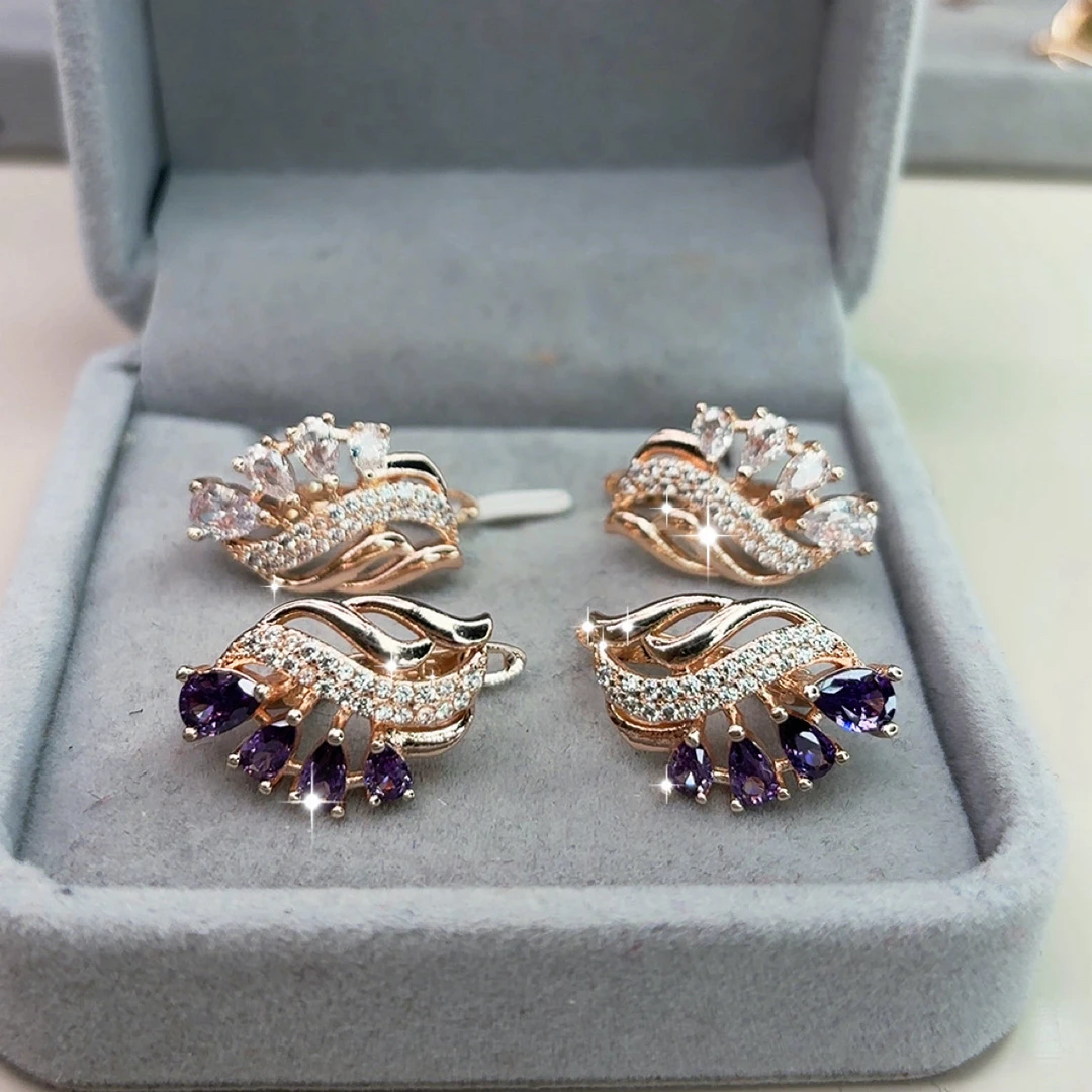 铜合金锆石耳饰 简约轻奢优雅精致耳环