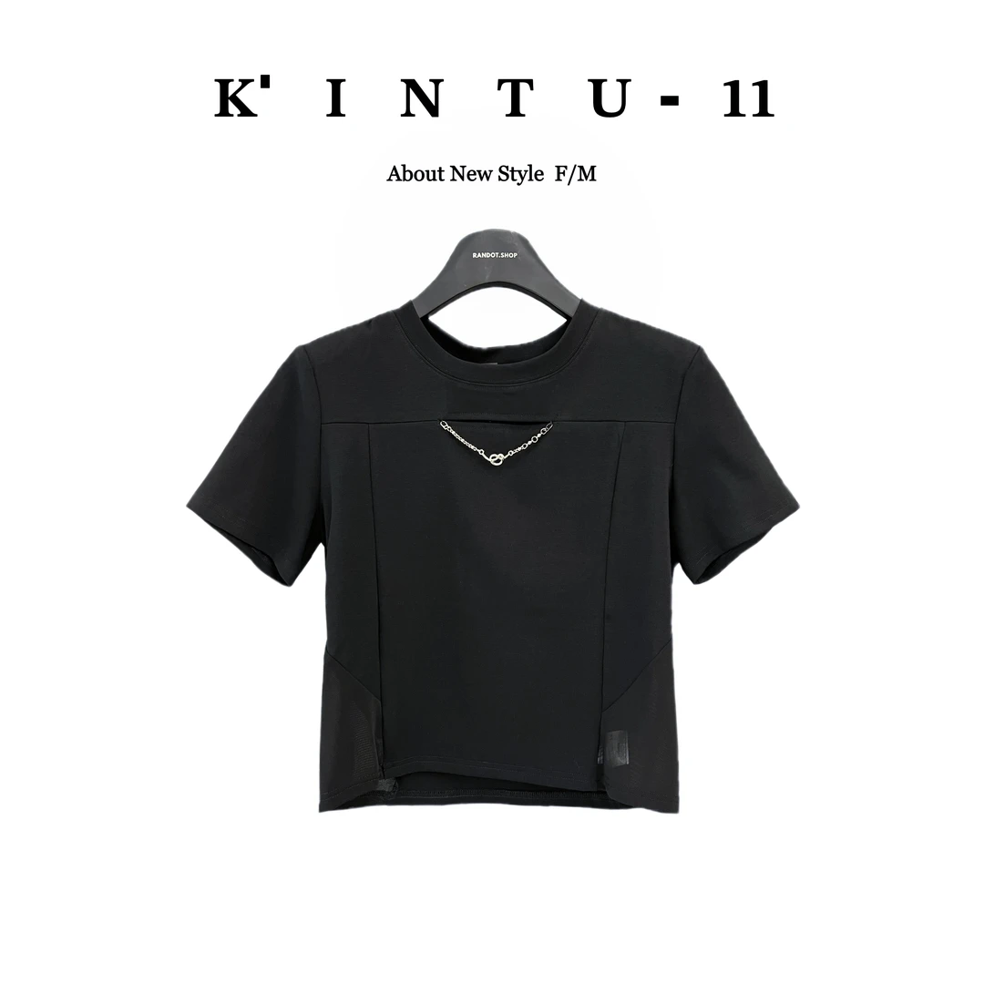【K-11】原创设计垫肩链条垫肩短袖T恤2586