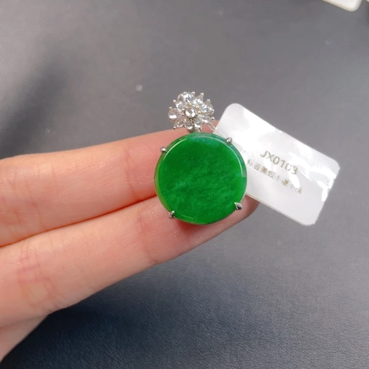吊坠(不含链)银S925镶嵌翡翠