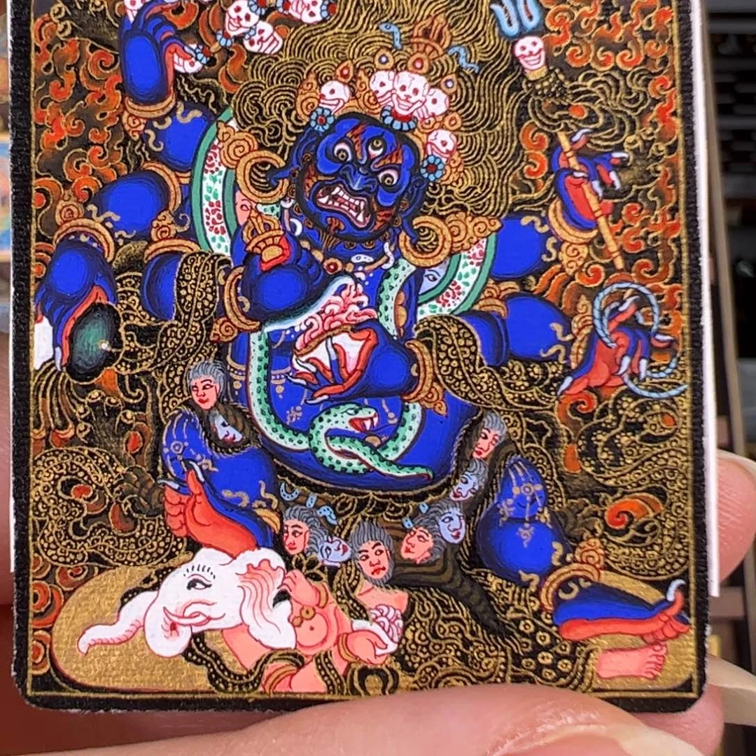 无***鸣吊坠大黑天唐卡绘画作品