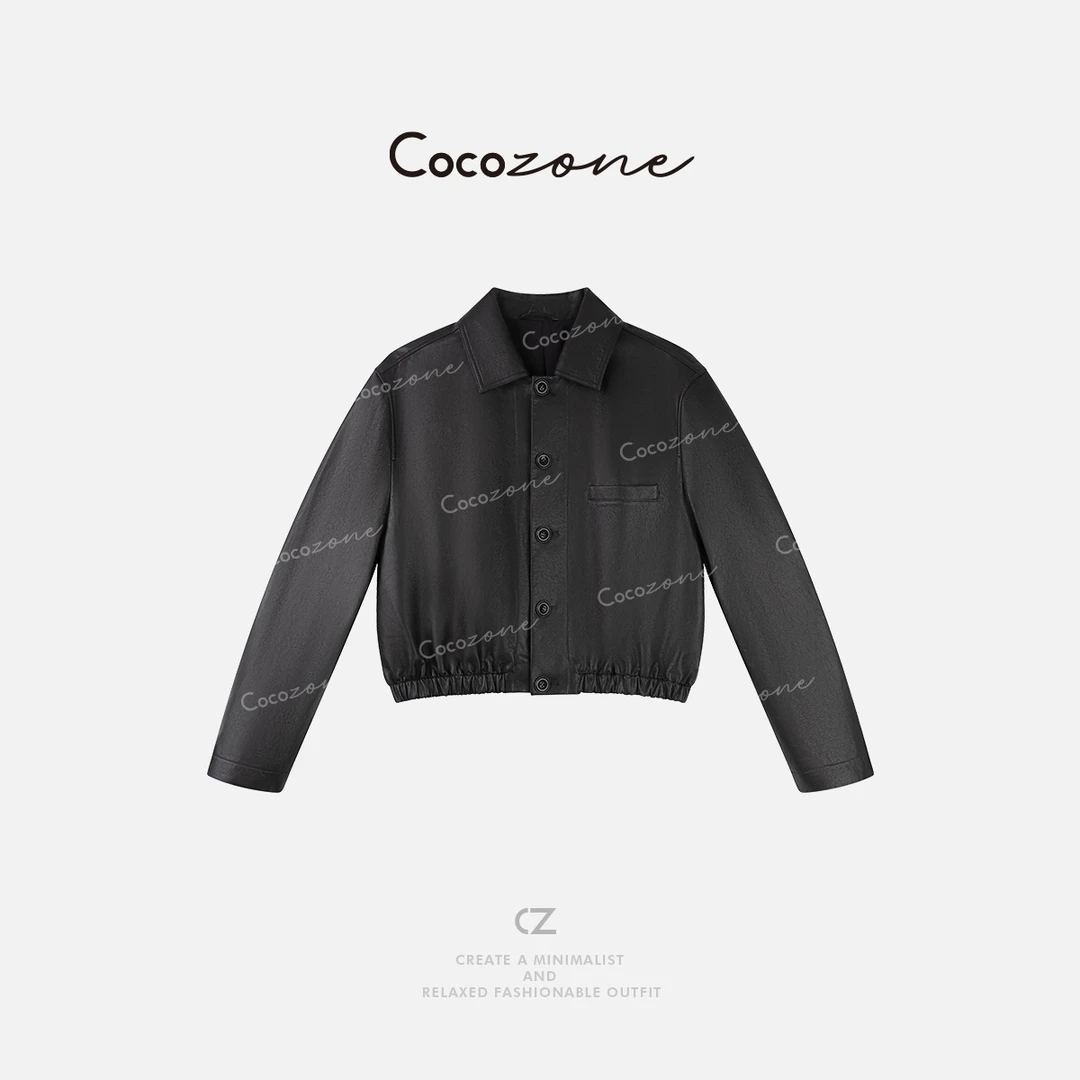 COCO ZONE 刘一一“纸皮皮衣”进口半植鞣绵羊皮翻领外套 CD2A1387