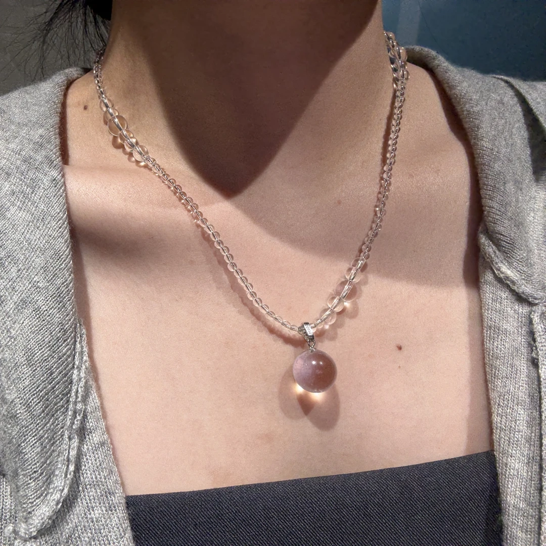 天然双A白水晶设计款项链～无棉无裂无杂！！净化消磁平静百搭～