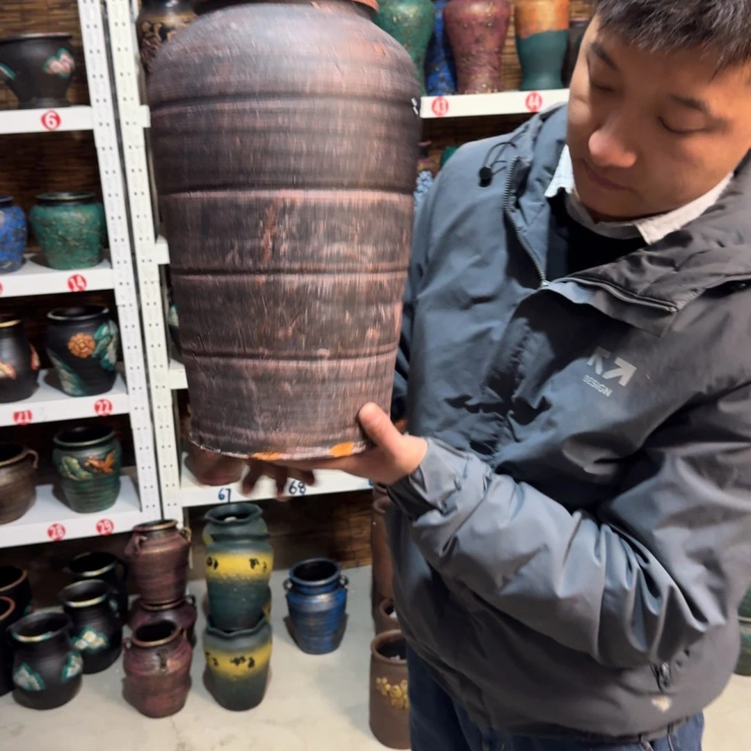 红陶红陶浮雕花盆炸炸炸