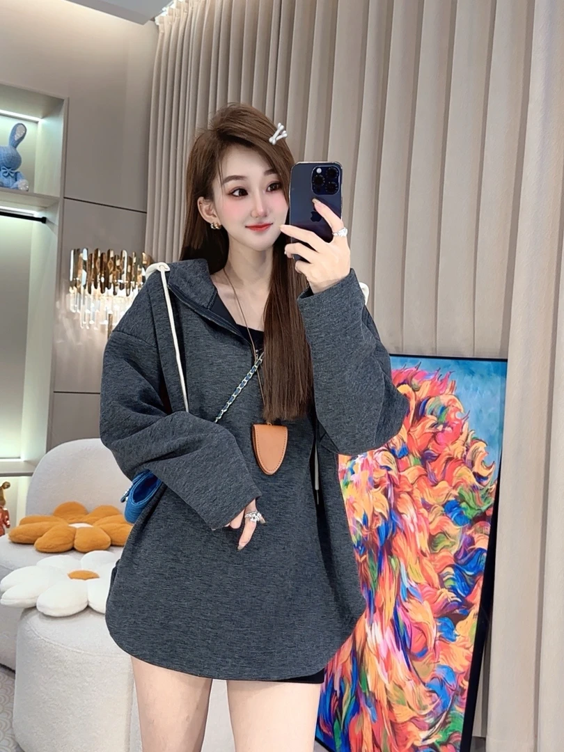 秋季新款连帽卫衣时尚洋气宽松百搭休闲上衣女