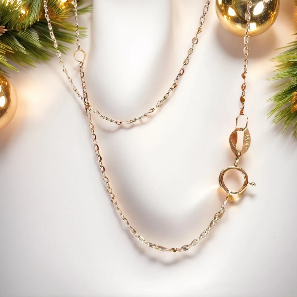 闪O）18K金AU750闪O链45cm素金链 女士百搭素链简约可调节手工时尚