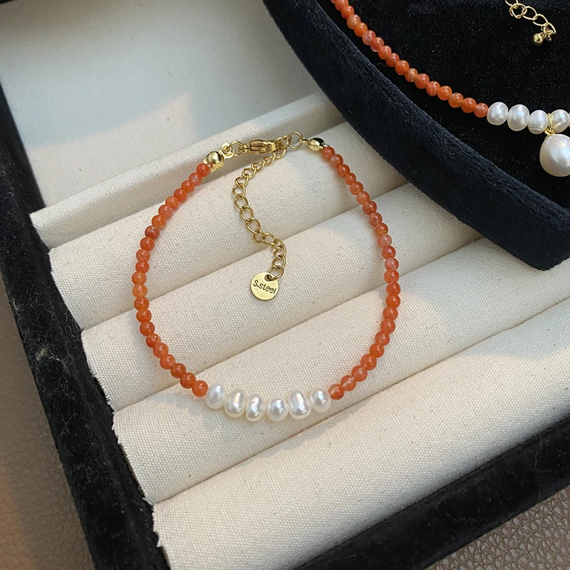 迷你小南红-高品质天然淡水无核珍珠手链女气质时尚新中式首饰