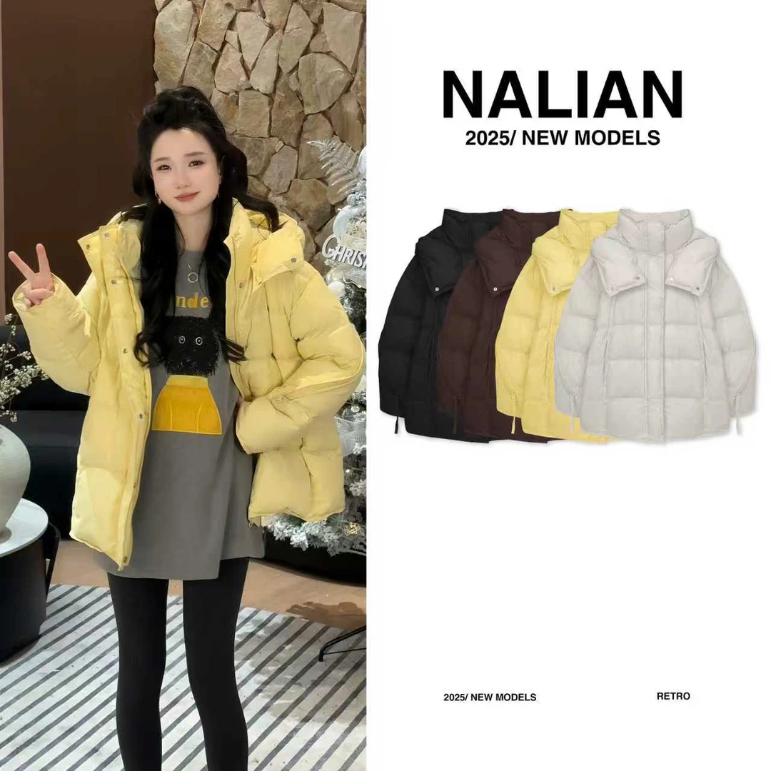 RD88151#韩版宽松拉链设计感羽绒服冬季短款外套88151