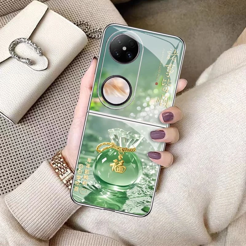 适用折叠屏华为pocket2手机壳转运水晶福袋宝盒p50pocket软边防摔