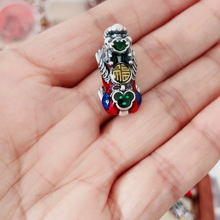 珐琅吊坠足银皮休