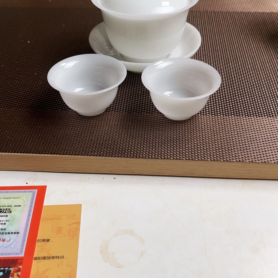 瓷片璞玉瓷盖碗加2个客杯