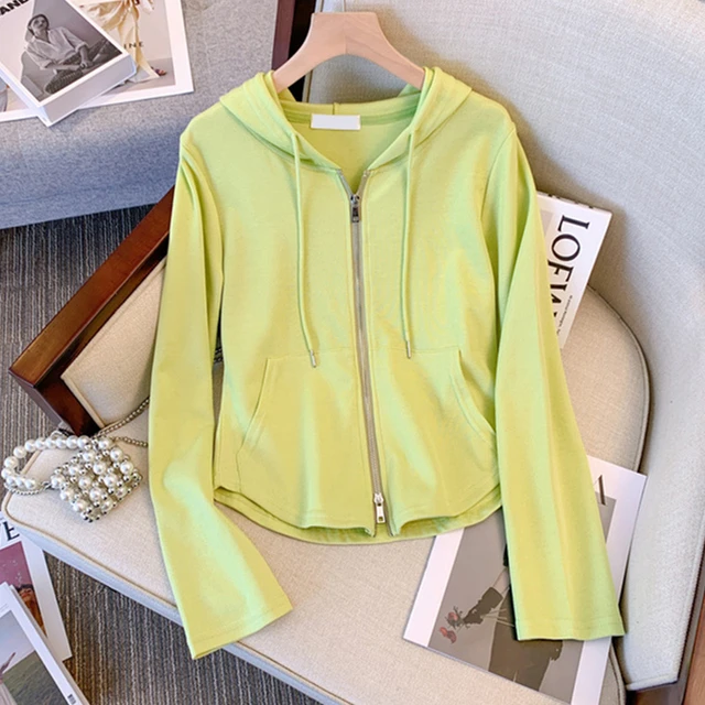 2025年春季时尚休闲外套上衣大码女装法式设计感小众连帽长袖卫衣