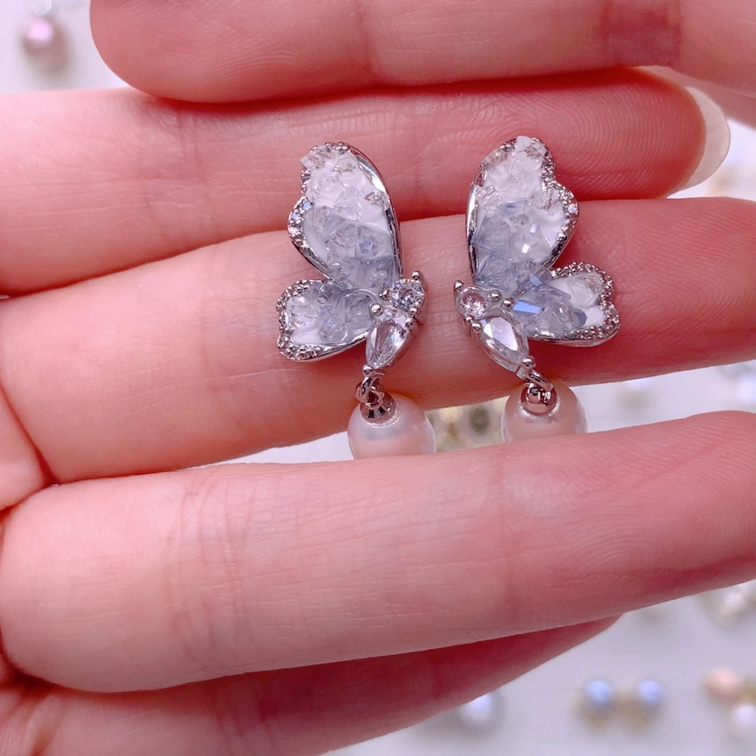 合金淡水珍珠耳饰