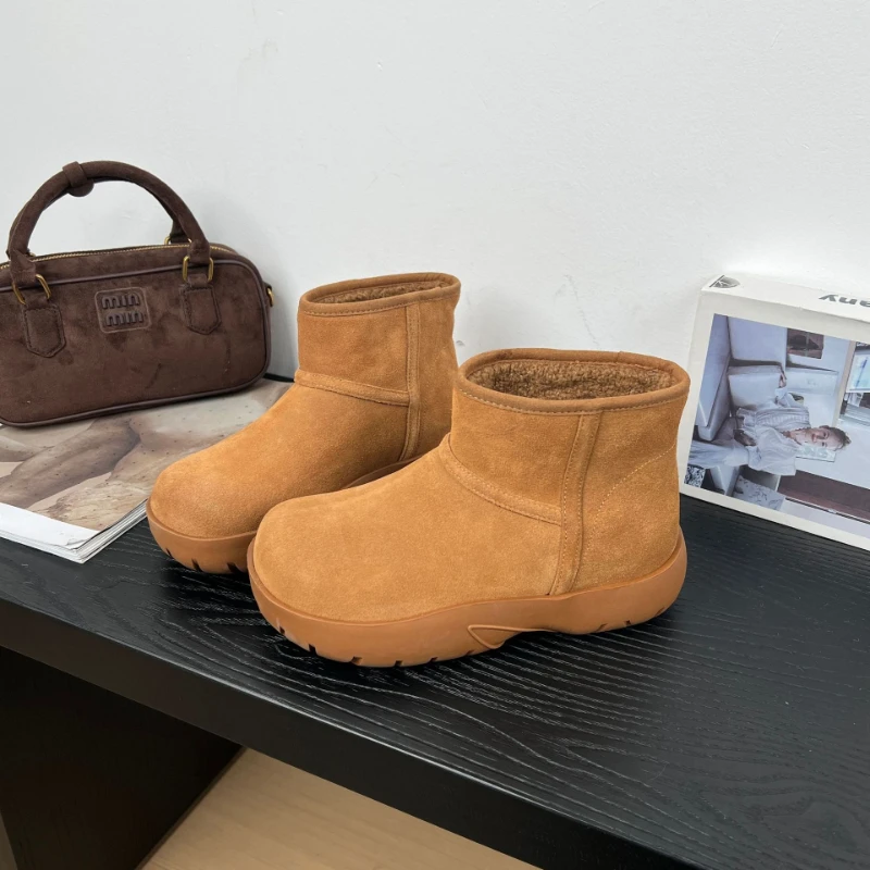 厚底小个子增高保暖雪地靴女2025冬季新款时尚洋气轻便短靴