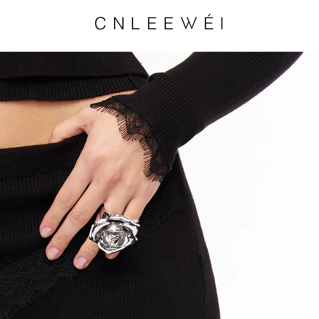 合金戒指 CNLEEWEI2025年秋季新款玫瑰金属戒指设计师品牌