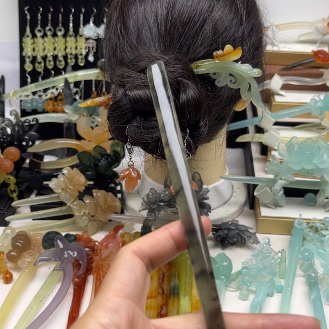 未镶嵌蛇纹石玉发簪