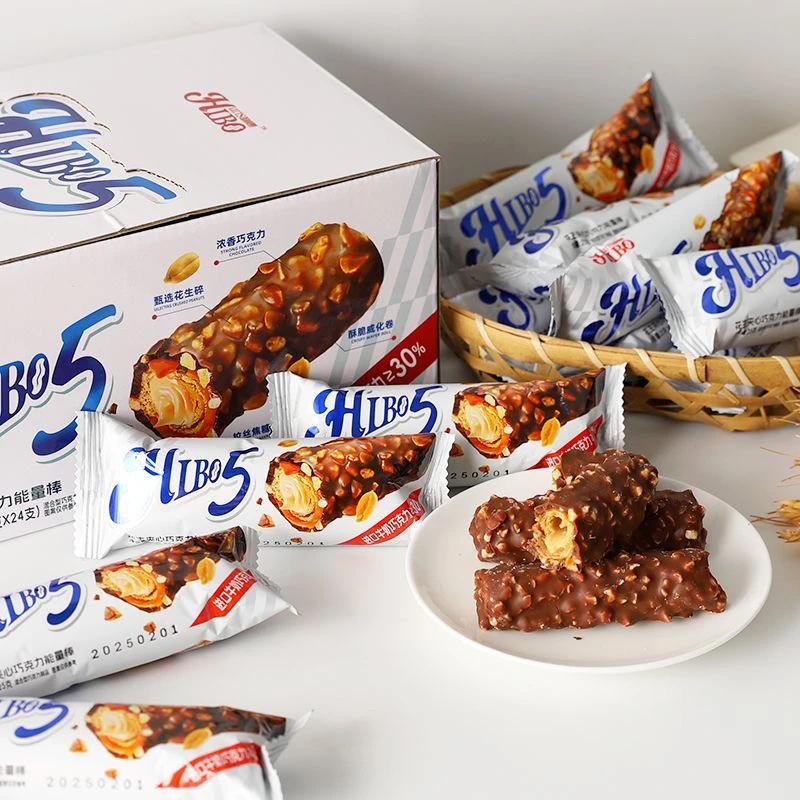 25g韩世嗨爆五层花生夹心拉丝巧克力零食休闲办公室充饥能量棒