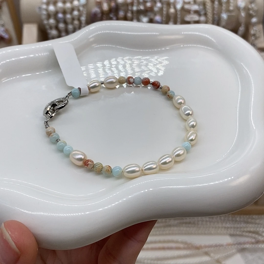 银S925镶嵌手绳淡水珍珠