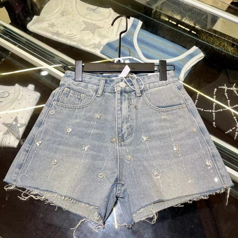 【CENFUN】毛边牛仔短裤高腰时尚百搭D11112