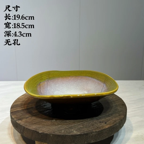 窑变绿 陶瓷盆苔藓球水培底座